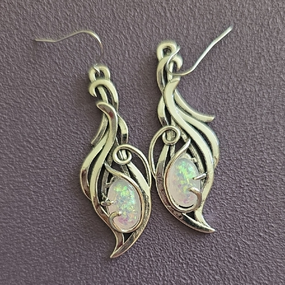 Elegant Silver and Opal Earrings